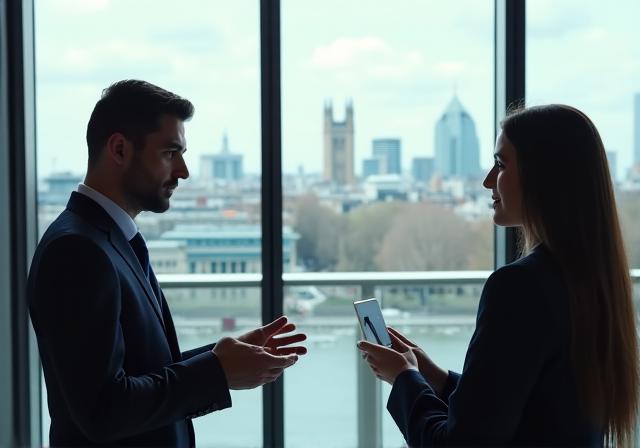 Professional interview setting in a London office