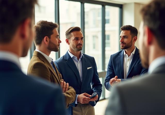 Business professionals collaborating in a modern UK workspace