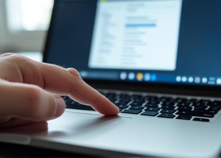 Close up of a hand selecting a PDF file on a clean modern laptop screen