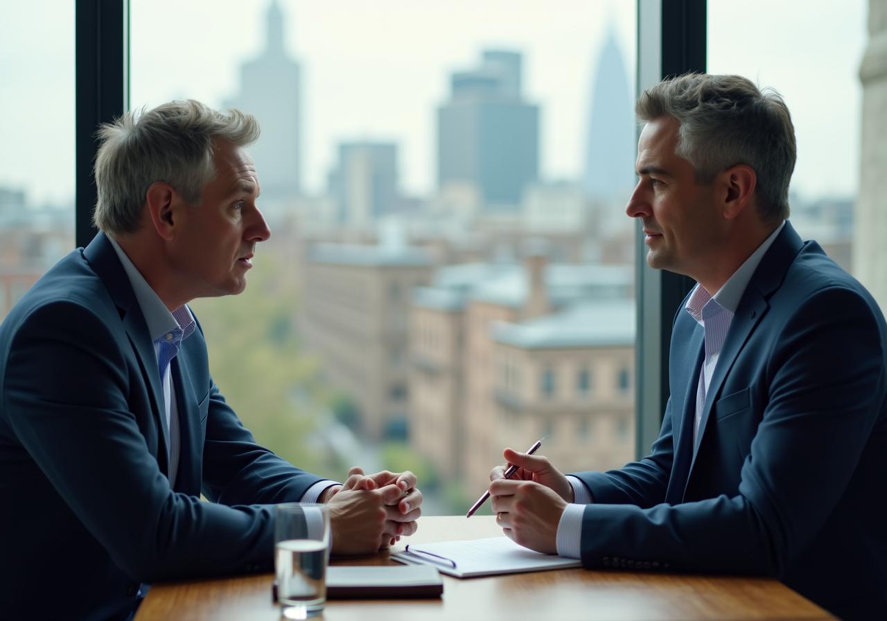 Professional interview coaching session in a modern London office