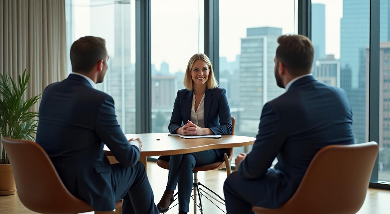 Professional corporate interview setting in a modern London office