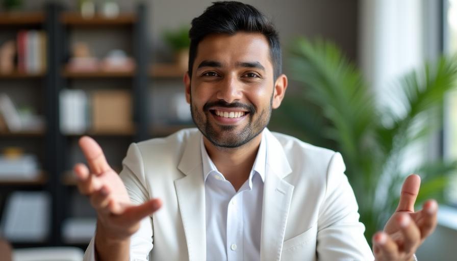 A professional woman delivering a high-impact presentation over a video conference
